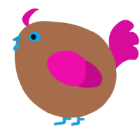 A brown and fuchsia chicken