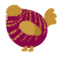 A maroon and gold chicken with a bar pattern