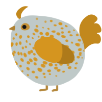 A silver and ochre chicken with a speckle pattern