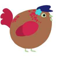 A brown and crimson chicken with a neck-speckle pattern