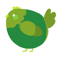 A viridian and chartreuse chicken with a head pattern