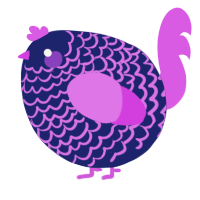 A navy and orchid chicken with a lace pattern