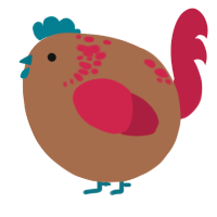 A brown and crimson chicken with a neck-speckle pattern