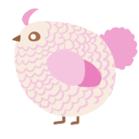 A cream and pink chicken with a lace pattern