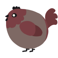 A overcast and wine chicken with a head pattern