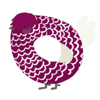 A wine and white chicken with a lace pattern