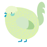 A apple and gluppy chicken with a lace pattern