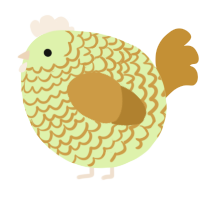 A apple and gold chicken with a lace pattern