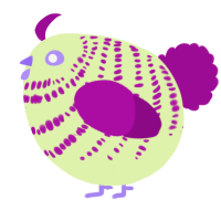 A apple and plum chicken with a bar pattern