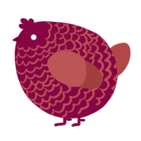 A maroon and red chicken with a lace pattern