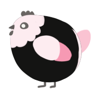 A black and rose chicken with a head pattern