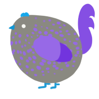 A ash and blurple chicken with a speckle pattern