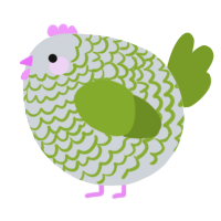 A mist and chartreuse chicken with a lace pattern