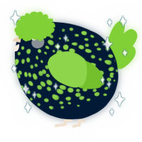 A tumblr and grass chicken with a speckle pattern