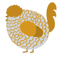 A mist and ochre chicken with a lace pattern