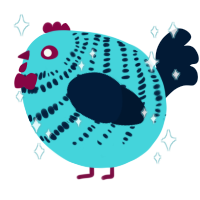 A aqua and tumblr chicken with a bar pattern