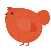 A vermilion chicken with a double-lace pattern