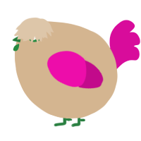 A beige and fuchsia chicken