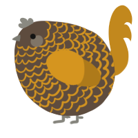 A bark and ochre chicken with a lace pattern