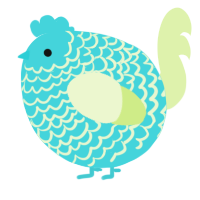 A aqua and apple chicken with a lace pattern
