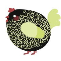 A black and lemon chicken with a double-lace pattern