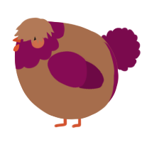 A brown and wine chicken with a head pattern