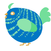 A sapphire and spring chicken with a bar pattern