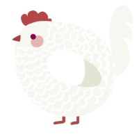 A white chicken with a lace pattern