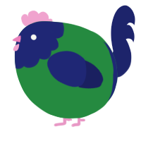 A viridian and navy chicken with a head pattern