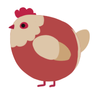 A red and beige chicken with a head pattern