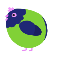 A grass and navy chicken with a head pattern