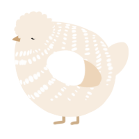 A cream chicken with a bar pattern