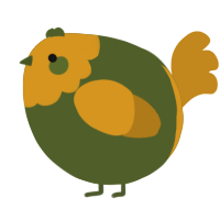 A olive and ochre chicken with a head pattern