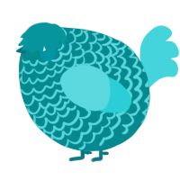 A teal and aqua chicken with a lace pattern