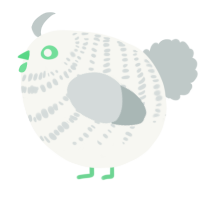 A white and silver chicken with a bar pattern