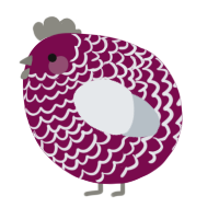 A wine and mist chicken with a lace pattern