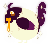 A black and gluppy chicken with a head pattern