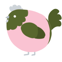 A rose and olive chicken with a head pattern
