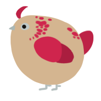 A beige and crimson chicken with a neck-speckle pattern