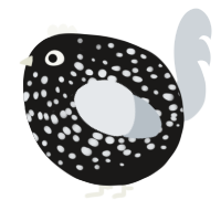 A sable and mist chicken with a speckle pattern