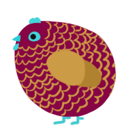 A maroon and gold chicken with a lace pattern