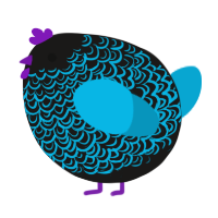 A sable and cerulean chicken with a double-lace pattern