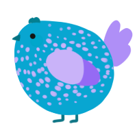 A cerulean and lilac chicken with a speckle pattern