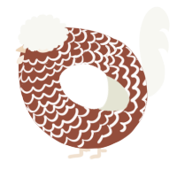 A russet and white chicken with a lace pattern