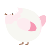 A white and rose chicken with a head pattern