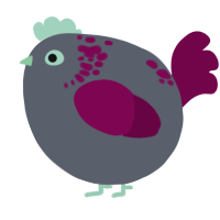 A grey and maroon chicken with a neck-speckle pattern