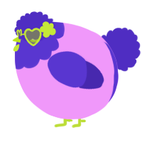A lavender and indigo chicken with a head pattern