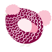 A maroon and rose chicken with a lace pattern