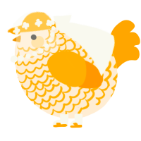 A cream and orange chicken with a lace pattern