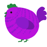 A amethyst and violet chicken with a bar pattern